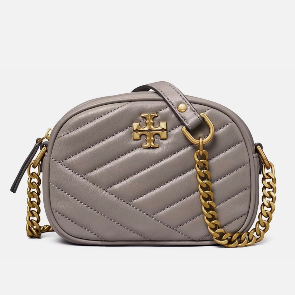 Tory Burch Taupe Quilted Crossbody Bag
